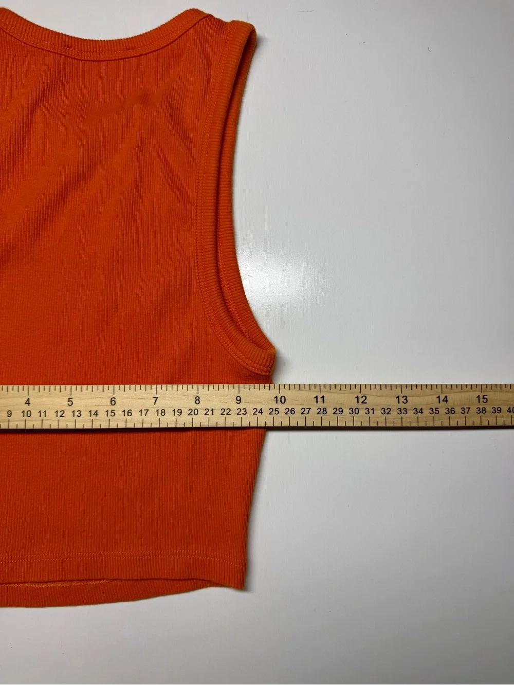 ZARA Orange Ribbed Racerback Cropped Tank Top Small - Picture 4 of 4